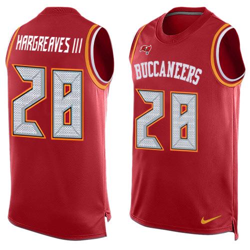 Nike Buccaneers #28 Vernon Hargreaves III Red Team Color Men's Stitched NFL Limited Tank Top Jersey - Click Image to Close